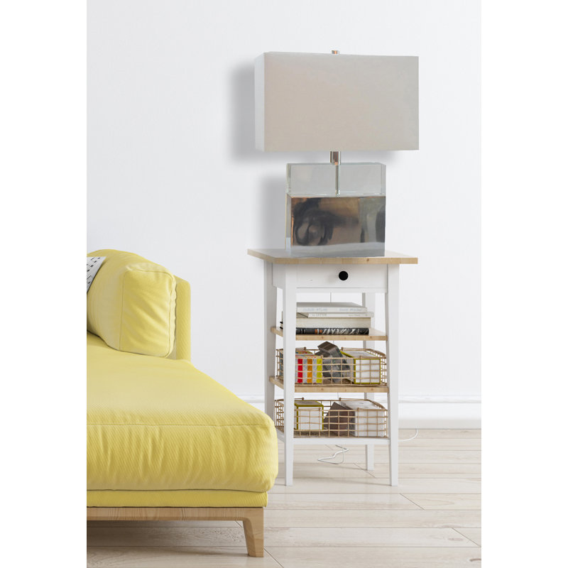 Giddens 1-Light Crystal Base Table Lamp With A Shade, White