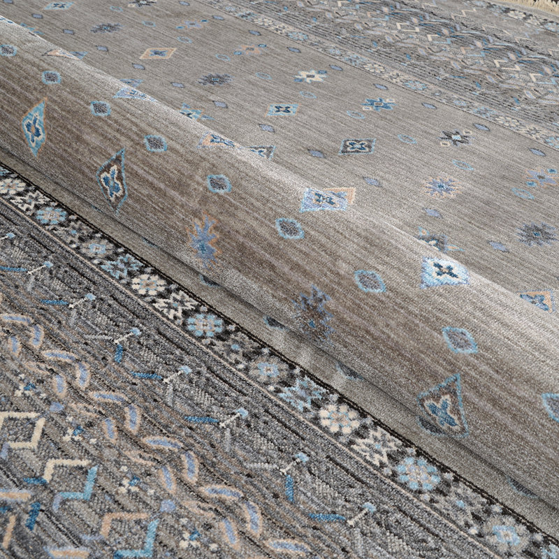 Tapis platine Temaka Gabbeh, 8 pi 6 po x 13 pi 6 po