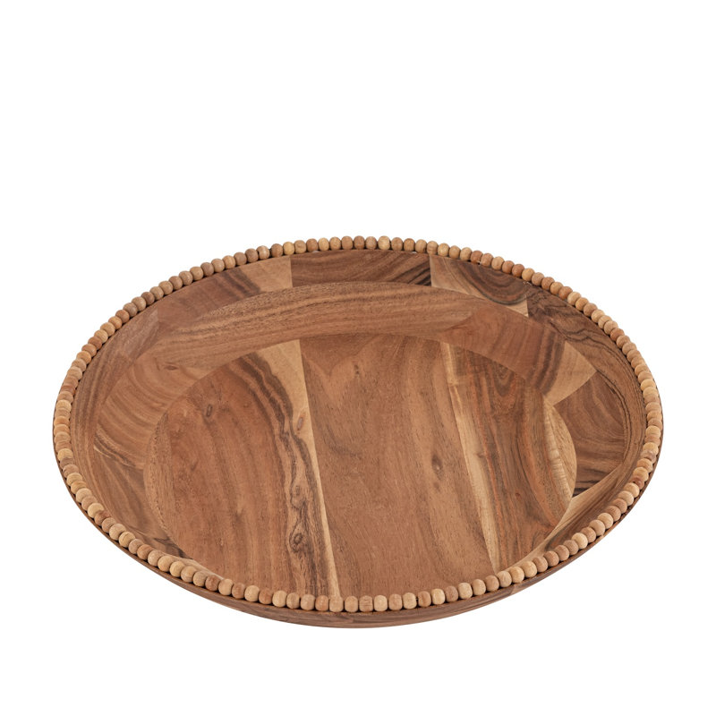 Diamètre du bol en bois d'acacia perlé, H 3,5 po x L 18 po x l 18 po