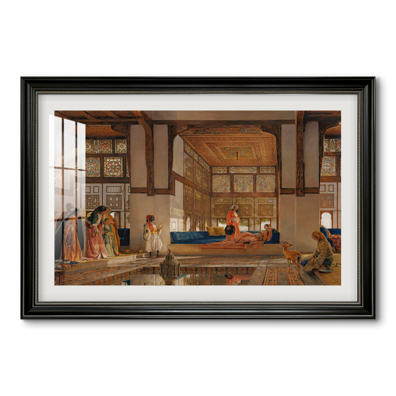 Une dame recevant des visiteurs (La Réception), 1873 - John Frederick Lewis - Estampe encadrée sur mesure, 28 po x 40 po