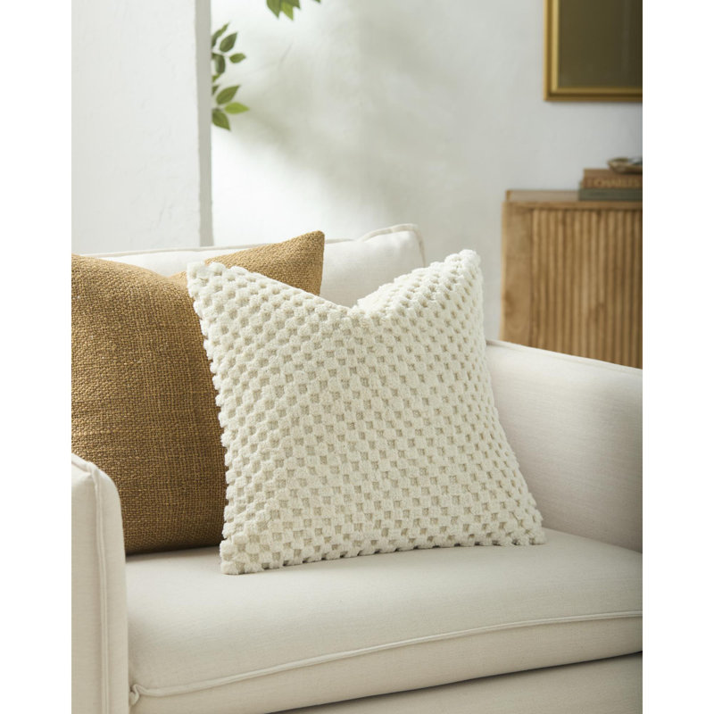 Coussin Novoli, Duvet de canard, Ivoire ivoire, Carré 22 po