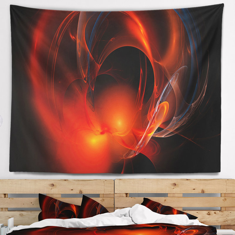 Nébuleuse galactique rouge abstraite sur tapisserie noire, H 68 po x l 80 po