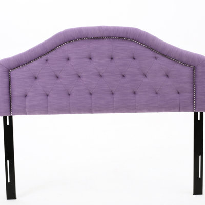 Tête de lit pleine grandeur de couleur mauve - rembourrée avec un élégant capitonnage à boutons et des détails cloutés attrayants pour le lit