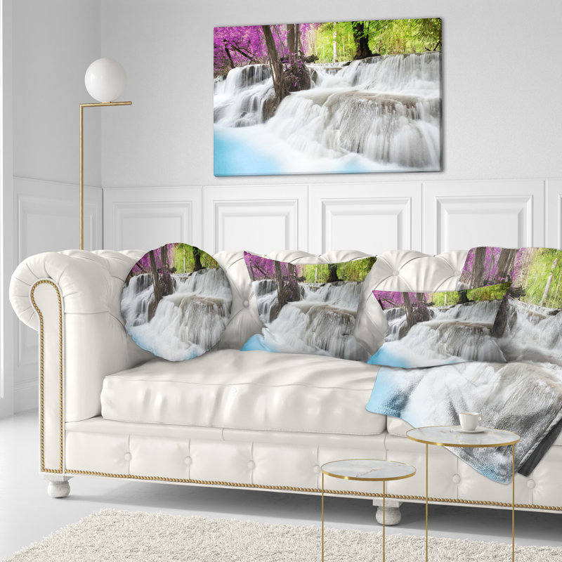 Coussin Erawan Waterfall - Landscape, 12 po x 20 po, Rectangulaire