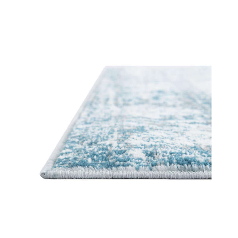 Tapis Brandt, Rectangle 10 pi x 14 pi 1 po, Non, Bleu clair / Bleu marine