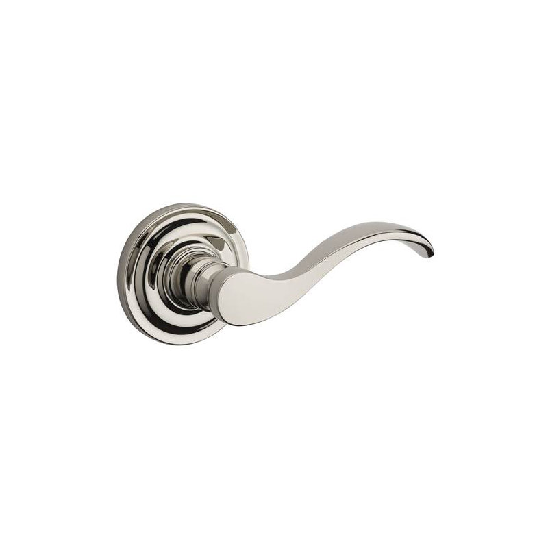 Curve Single Dummy Door Lever with Traditional Round Rose, Right, Polished Chrome