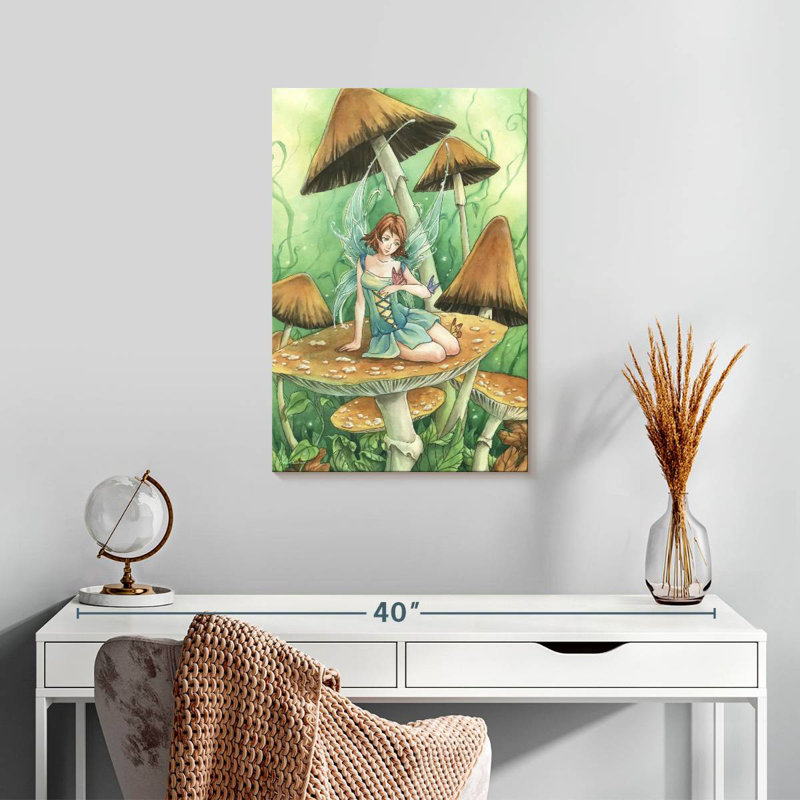 Kelan parmi les champignons, H 24 po x l 16 po