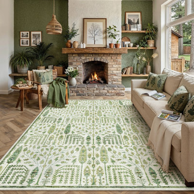  Cherry Machine Washable Oriental Area Rug with Non-Slip Backing
