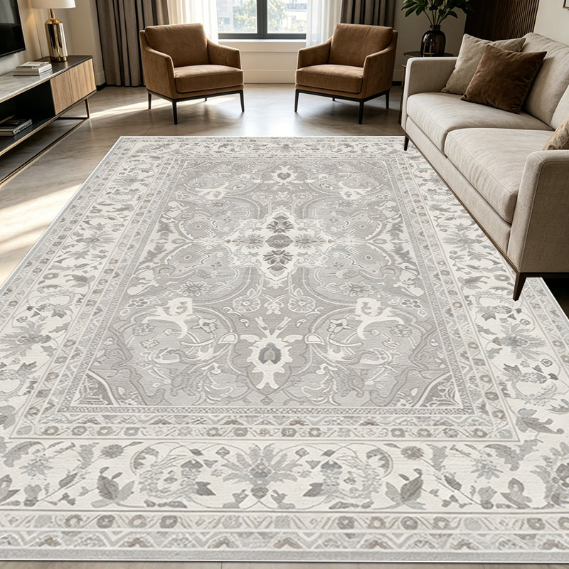 1PC Vintage Distressed Persian Neutral Floral area rugs for Living Room, Soft and Comfortable, Suitable for all seasons, easy-to-maintain, machine washable Indoor floor mat, Under Table Farmhouse suitable for dining room, bedroom, home office,