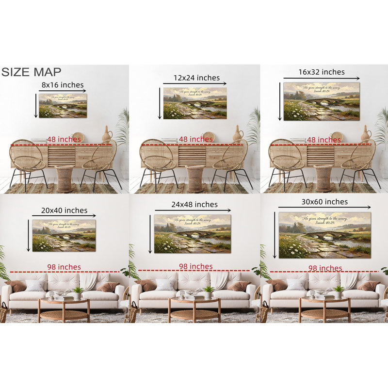  «Christian Landscape», art mural sur toile, verset biblique inspirant pour le salon ou la chambre à coucher, œuvre d'art sereine, prêt à accrocher, 20 po x 40 po