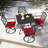 5pcs Metal Patio Dining Set With Umbrella Hole, Swivel Chairs With Cushions-121281089-121281088