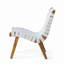 Ensemble de conversation d'extérieur en bois d'acacia et corde 3 pièces, blanc et teck