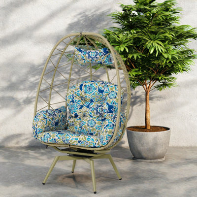 Swivel Patio Lounge Chairs, Pe Rattan Steel Egg Chair For Home Patio