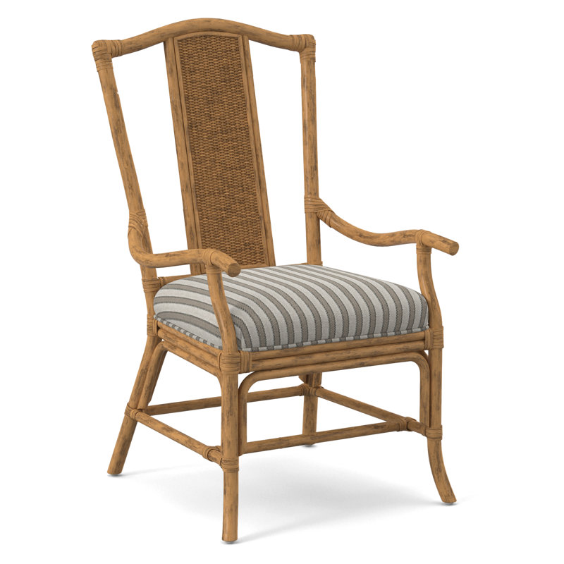 Drury Lane Slat Back Dining Arm Chair, Honey, Snow Crypton Performance; 0884-91