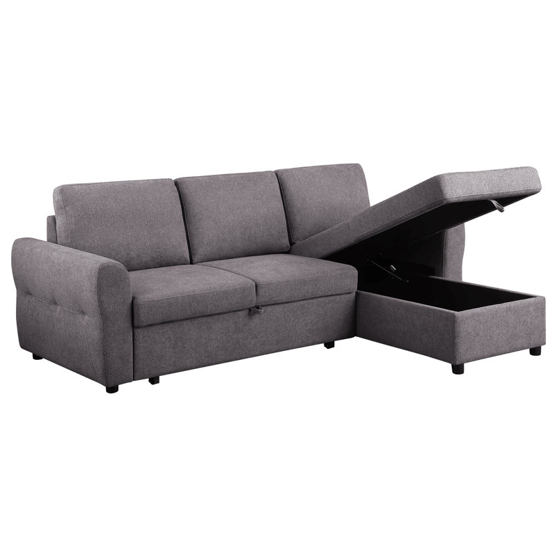 Canapé-lit modulaire avec rangement, Tissu gris