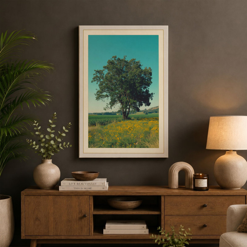 Pastoral Meadow Rustic - Wrapped Canvas, 18x12 - 45.7 x 30.5 cm, Taupe Border