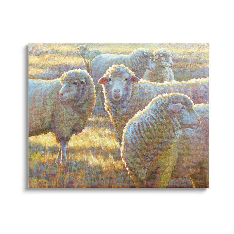 «Sheep Herd», art mural sur toile de prairies pâturées par Rita Kirkman, H 16 po x l 20 po x P 1,5 po