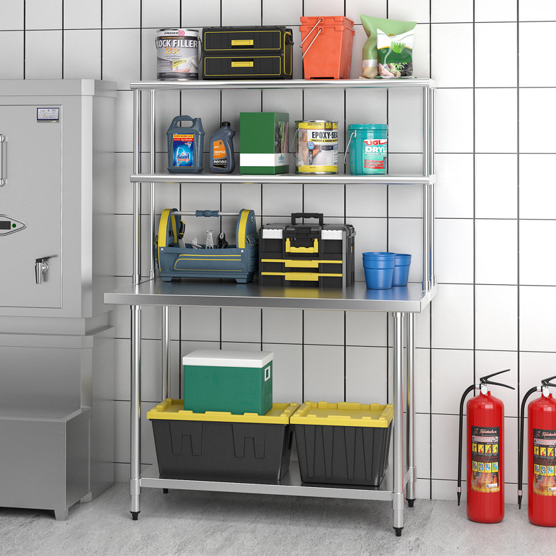 Stainless Steel Shelving Unit, 85" H x 92" W x 30" D