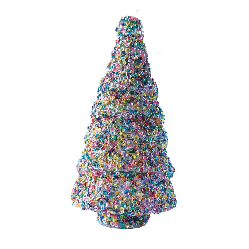 Glass Tree Decor With Sequins