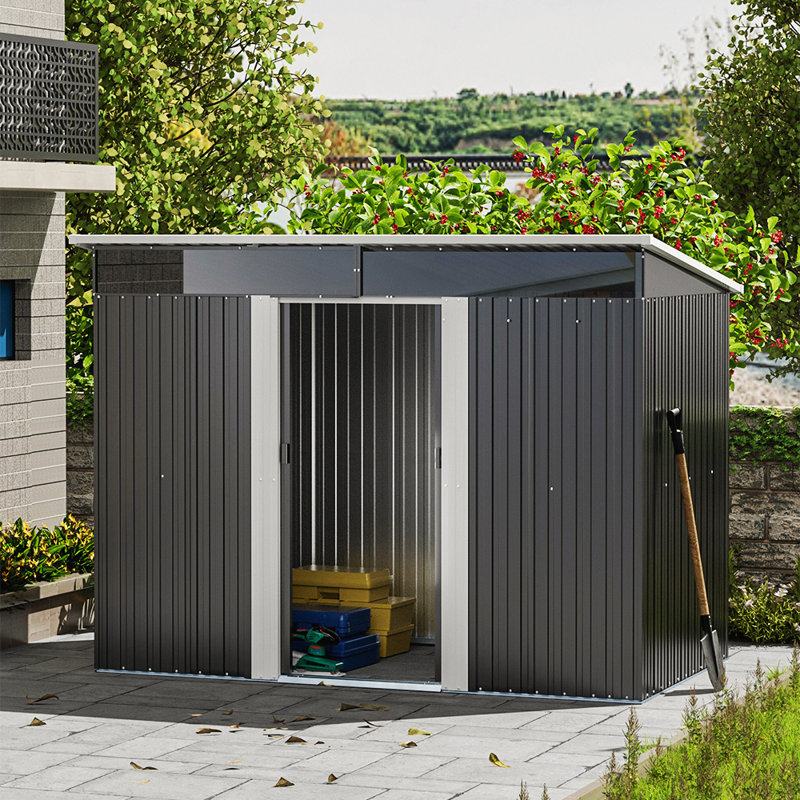 Breinne 8 Ft. W x 6 Ft. D Metal Pent Tool Shed