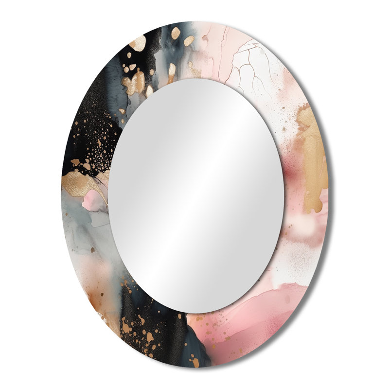 Pink Gold Marble Texture II - Modern Oval Wall Mirror, 43" x 33"