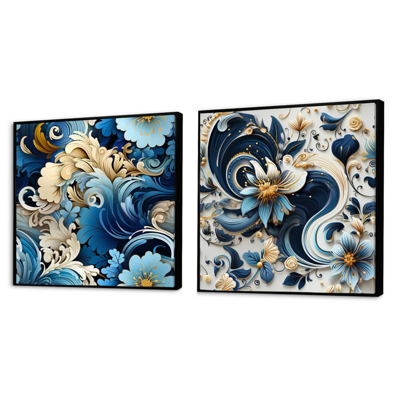Motif cachemire à motif cachemire III, Cadre flottant noir, H 16 po x l 33 po