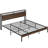 California King Bed Frame with Headboard, Walnut Wood with Strong Metal Supports, Sturdy, Noise-Free, No Box Spring Needed-677546488-696373659