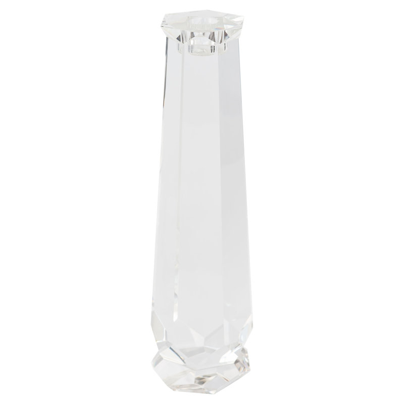 Bougeoir de table en cristal à facettes, H 13,5 po x l 3,75 po x P 3,75 po