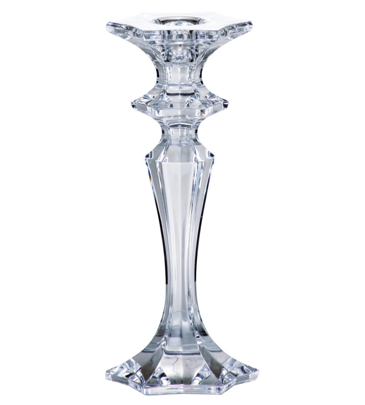Crystal Tabletop Candlestick, 8.35" H x 3.15" W x 3.15" D