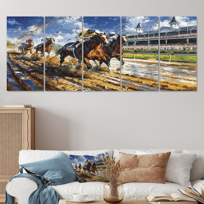 Ensemble de salon Marlyin - Horse Racing Wall Art, H 28 po x l 60 po