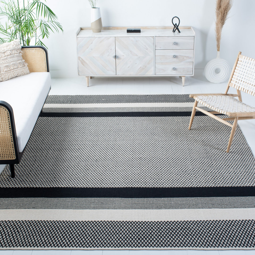 Amoy Flat Weave Cotton Geometric Rug Ebern Designs Rug 