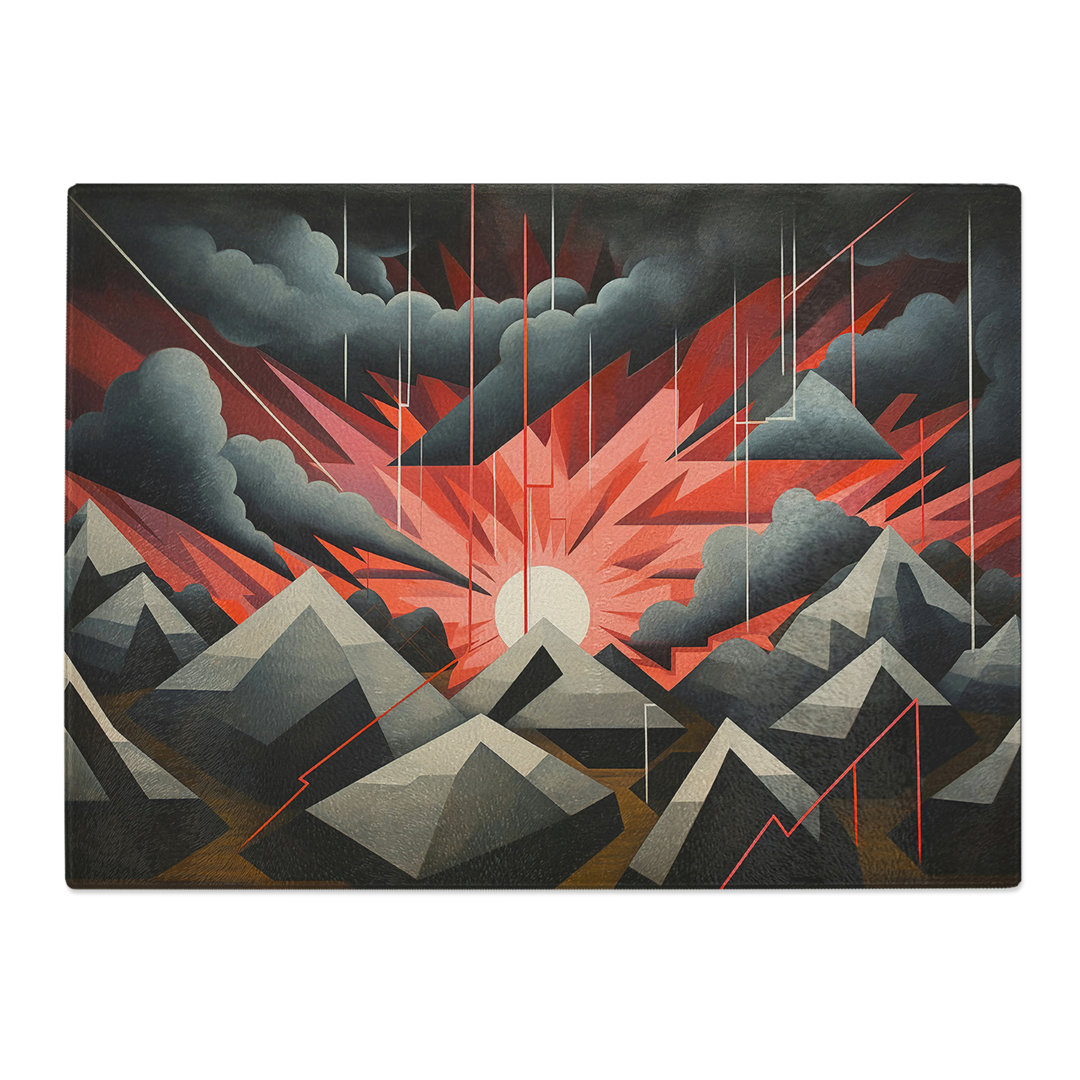 Thunderstorm Geometric  Glass Chopping Board