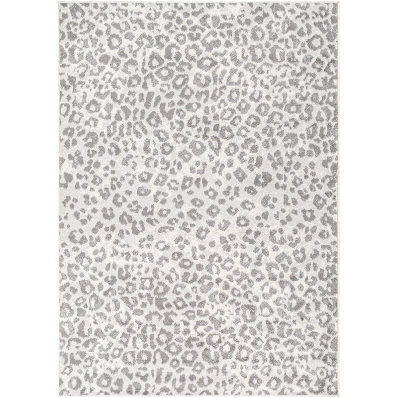 Tapis gris à motif animalier Hicklin, Rectangle 6 pi 7 po x 9 pi