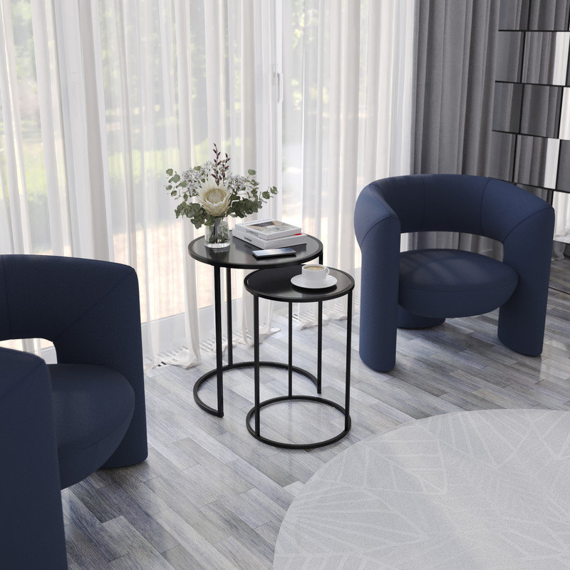 Shkar Three Leg Coffee Table, Black, Black