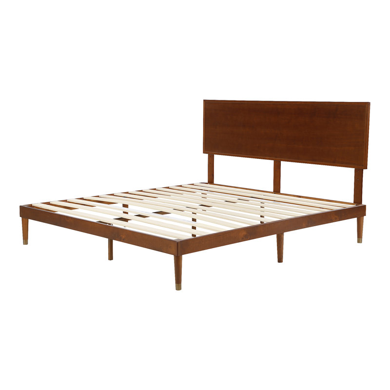 Kiesel Mid-Century Inspired Wood Platform Bed frame with Headboard, Kingsize (5')