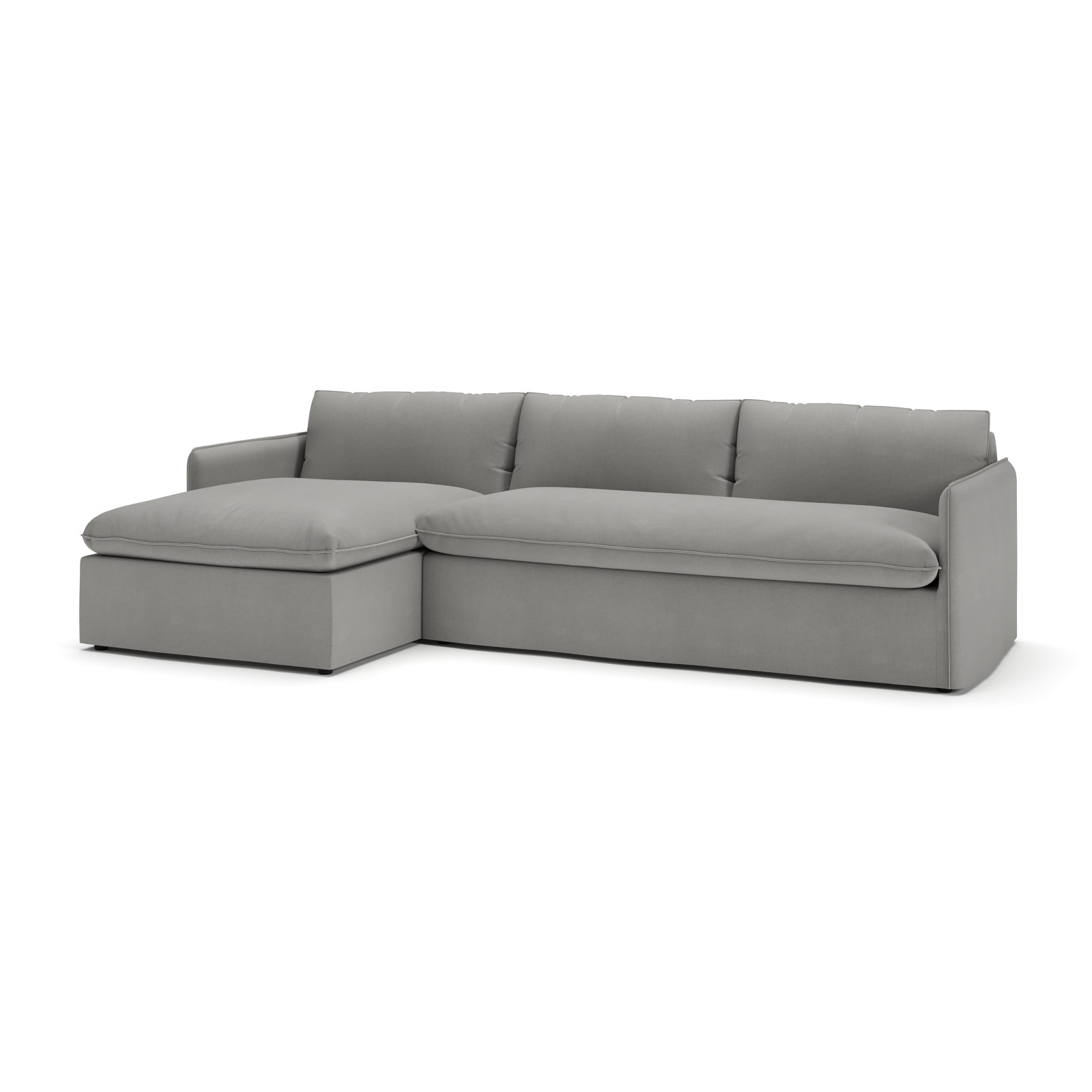 Bellatrix Sectional with Chaise, Bayou Light Gray Canvas, Left Hand Facing