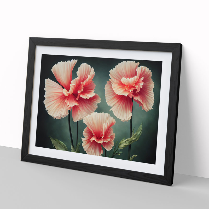 Pleasing Carnation Flowers - Single Picture Frame Print, Black Framed, 46cm H x 64cm W x 2cm D