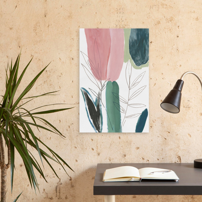 Beauté cachée II - Art floral et aquarelle abstrait à fleurs, H 24 po x l 16 po