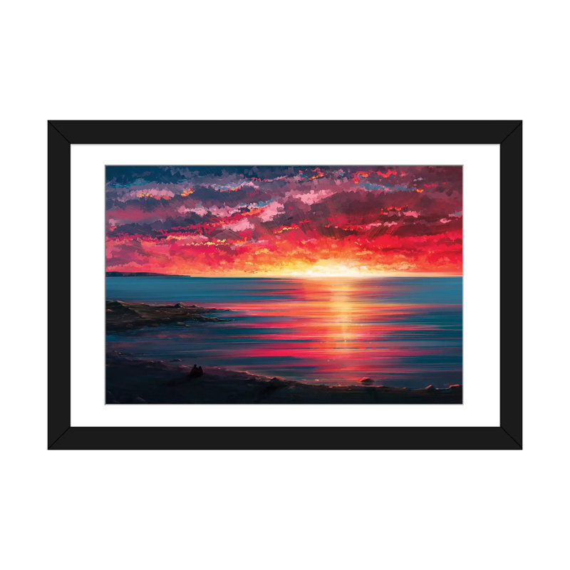 «Seaside», reproduction d'impression sur toile tendue, H 18 po x l 26 po x P 1,5 po, Toile avec cadre noir, Pas de tapis