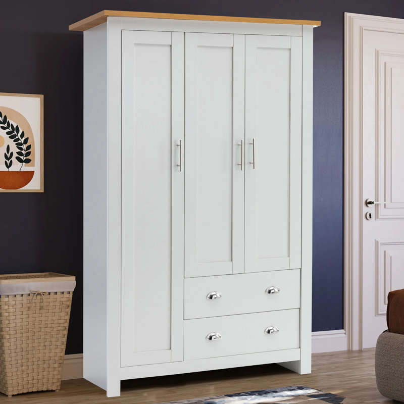 Aalya 3 Door Wardrobe, White/Oak