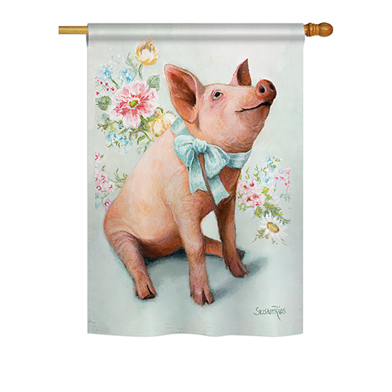 Pigglet nature quotidienne, animaux de l’élevage, impression en polyester de 2 côtés 40 x 28 po drapeau maison