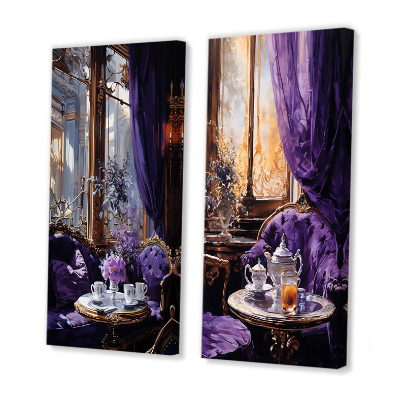 Velours viennois Tea Time - ensemble de 2 décorations murales café, H 40 po x l 41 po, Toile tendue