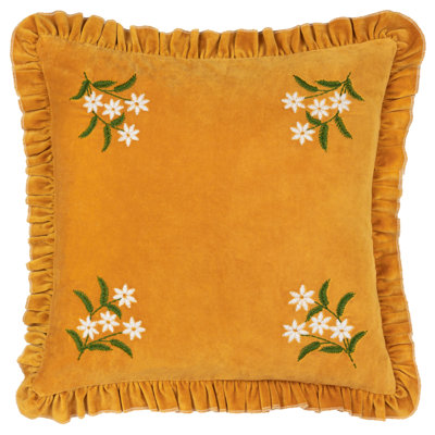 Floral Gold Square Throw Cushion