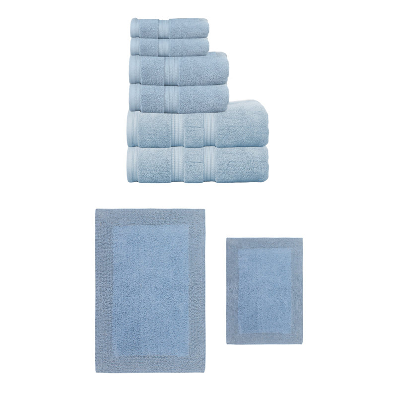 Ensemble de serviettes réversibles 100% coton 6 pièces Buariki Collection, Bleu