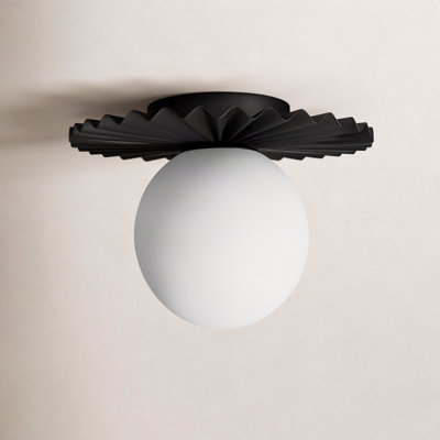 Abbey 9.8" W 1-Light Dimmable Glass Globe Flush Mount