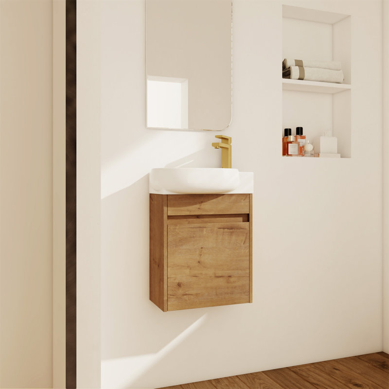 Meuble-lavabo à fermeture en douceur avec porte en céramique, porte et armoire de rangement