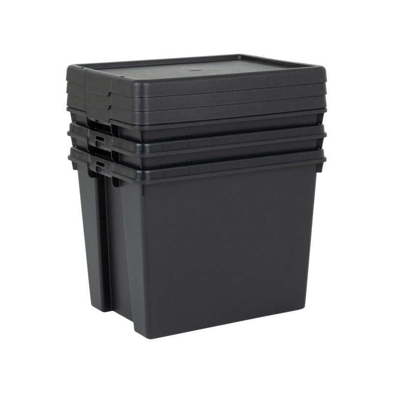 Wham Bam 24L H.Duty Box & Lid Pack of 3 Black Recycled