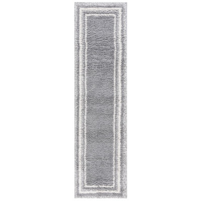Omveer Border & Stripe Shag 200 Performance Striped Rug
