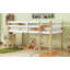 Lit mezzanine simple en bois massif et bois d'hévéa avec échelle-124917829