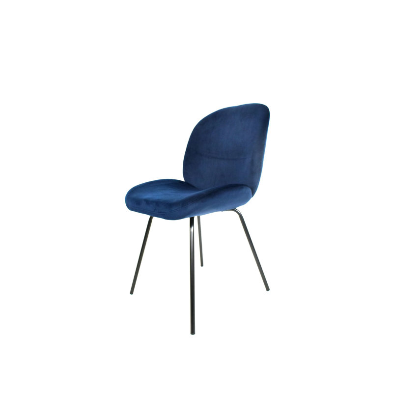 Chaise d'appoint rembourrée en velours Kemontay, bleu